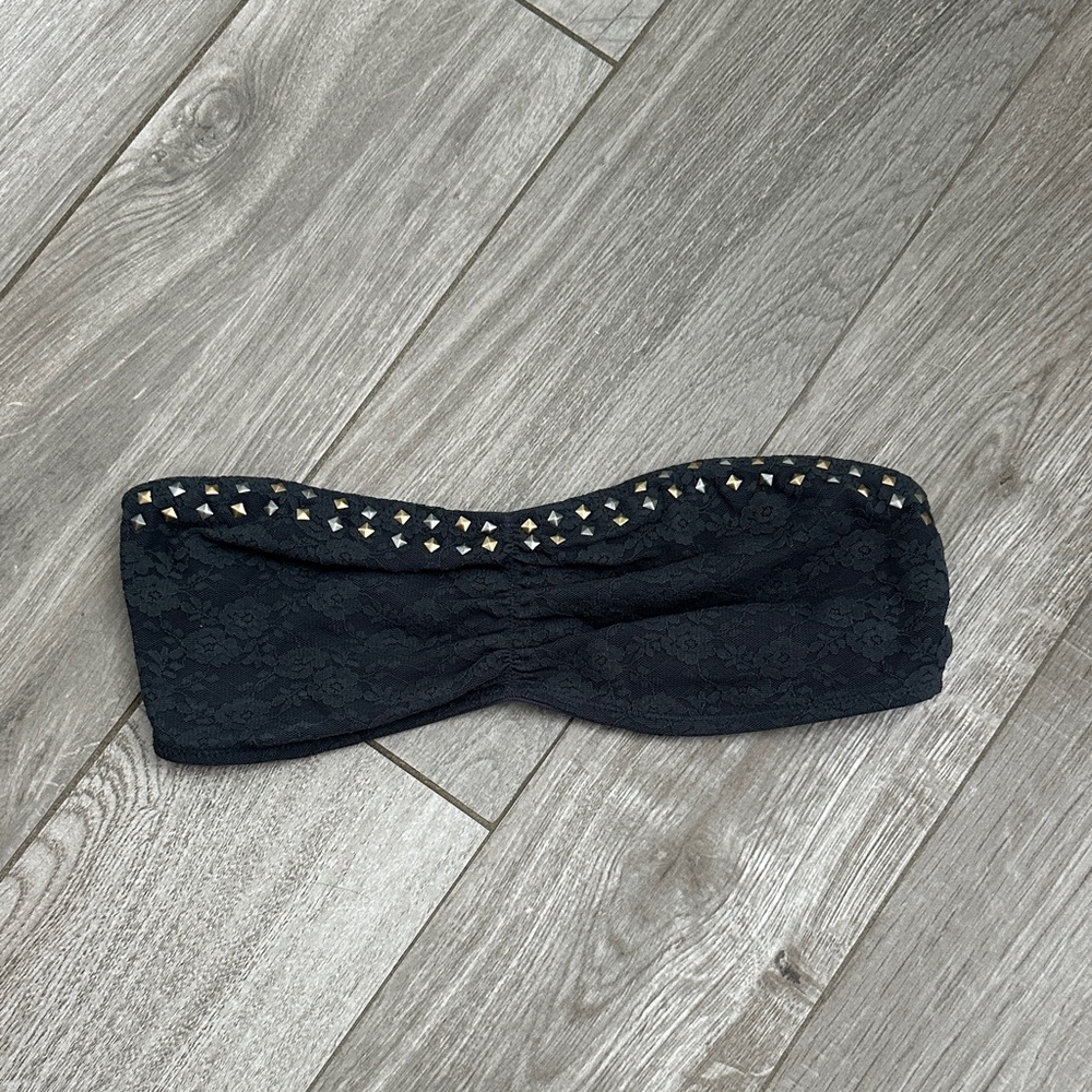 Victoria’s Secret Studded Dark Grey Lace Bandeau Top